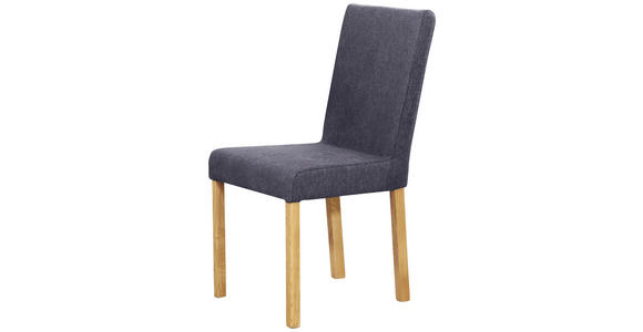 STUHL Webstoff Blau, Eichefarben Eiche vollmassiv  - Blau/Eichefarben, KONVENTIONELL, Holz/Textil (47/94/59cm) - Linea Natura