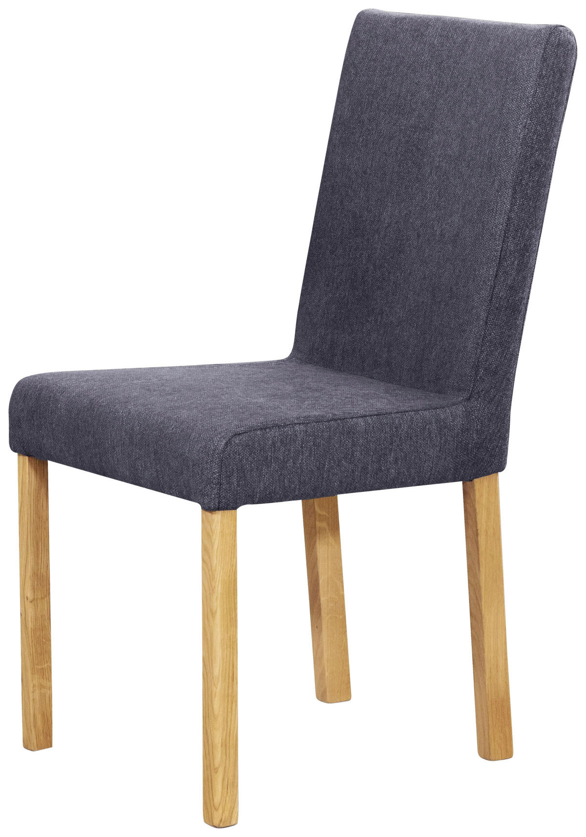 STUHL Webstoff Blau, Eichefarben Eiche vollmassiv  - Blau/Eichefarben, KONVENTIONELL, Holz/Textil (47/94/59cm) - Linea Natura