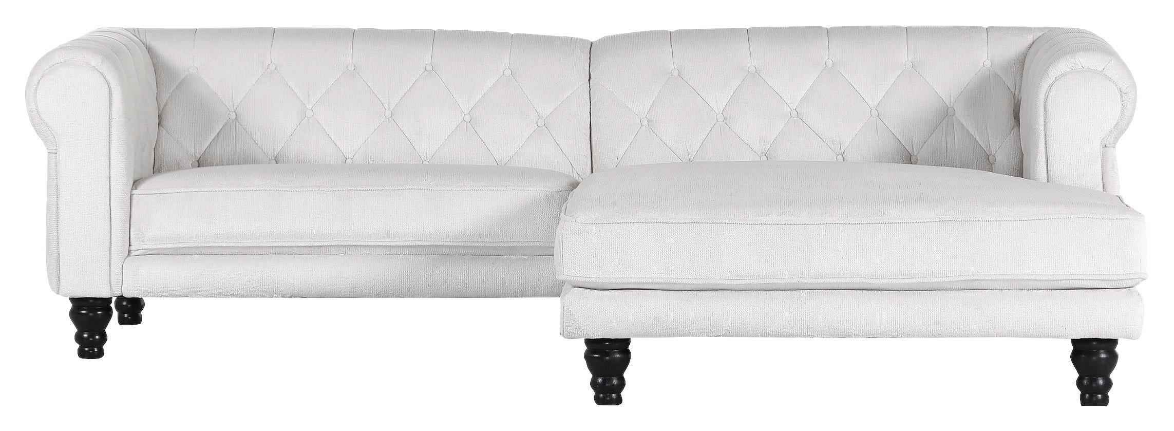 HÖRNSOFFA i plysch vit  - vit/mörkbrun, Design, trä/textil (260/160cm) - MID.YOU