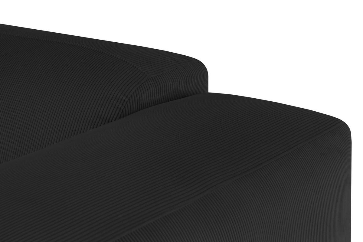 ECKSOFA HANNAH Schwarz Cord  - Schwarz, Design, Kunststoff/Textil (200/304cm) - MID.YOU