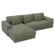 ECKSOFA in Cord Olivgrün  182/302 cm  - Schwarz/Olivgrün, MODERN, Kunststoff/Textil (182/302cm) - Carryhome