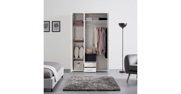 DREHTÜRENSCHRANK  in Weiß  - Alufarben/Weiß, KONVENTIONELL, Holzwerkstoff/Kunststoff (120/196/54cm) - Carryhome