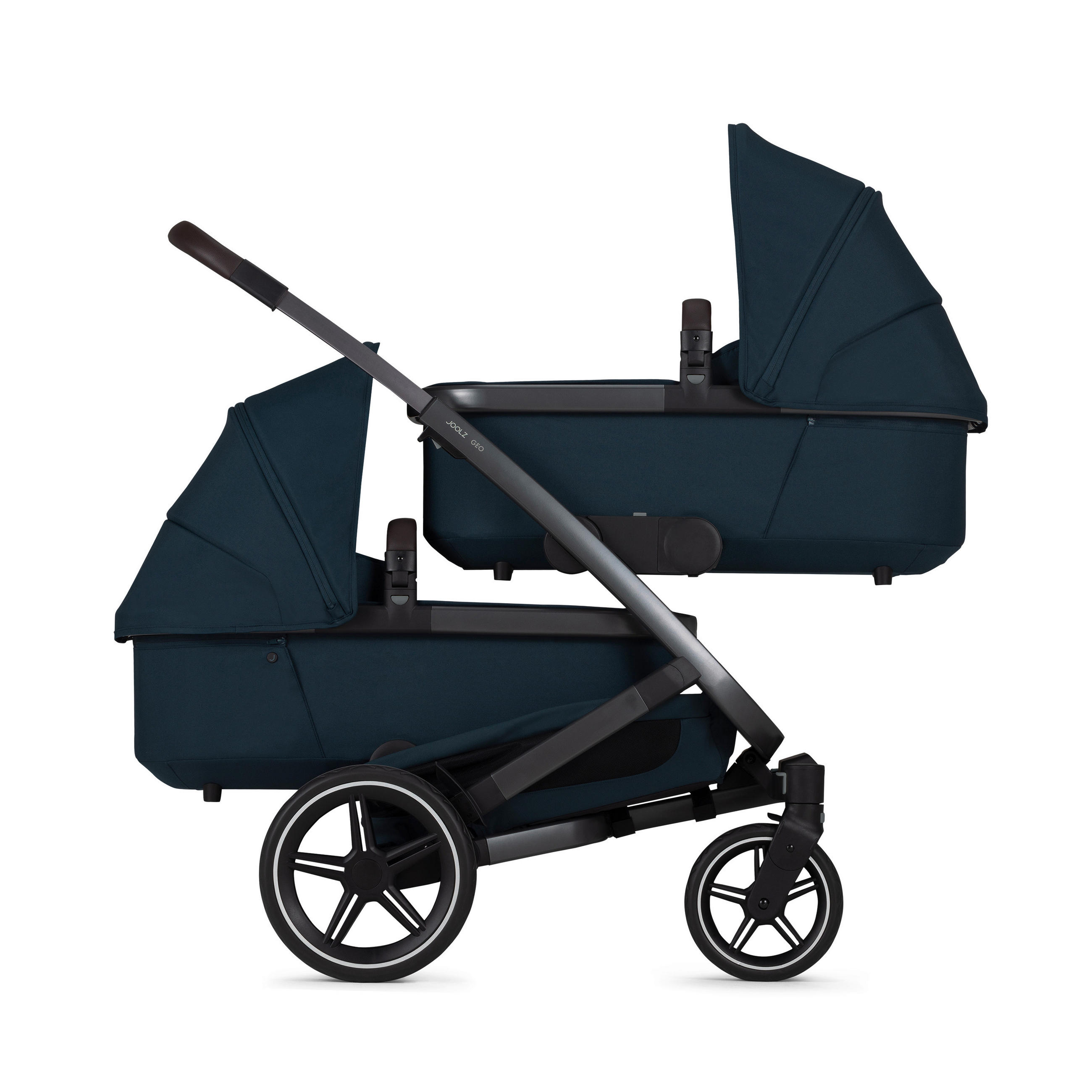 KINDERWAGENSET  Geo3 Twin  Navy Blue  - Dunkelblau/Grau, Basics, Textil/Metall (60/92-113/77-105cm) - Joolz