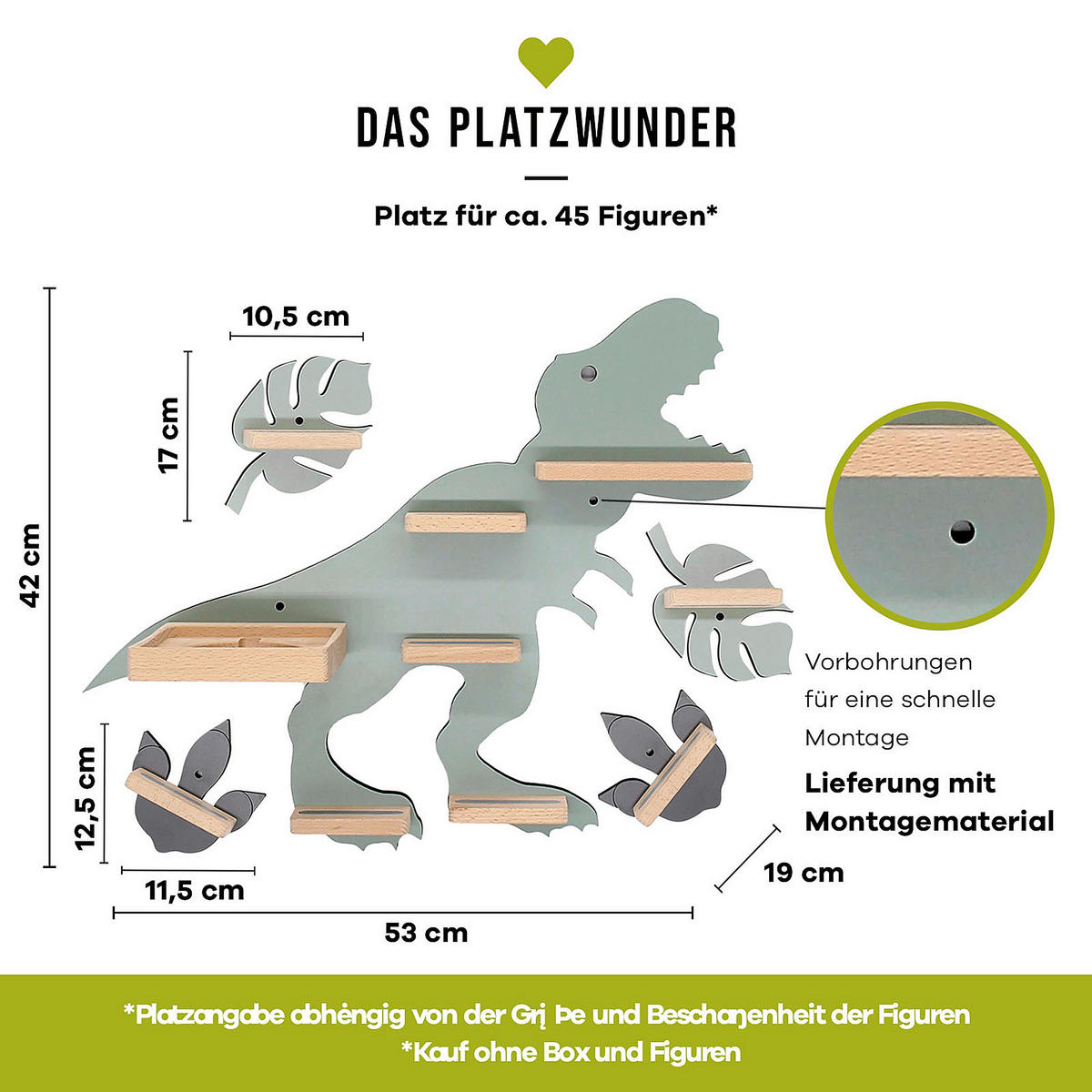KINDERREGAL Grün  - Grün, MODERN, Holzwerkstoff (52/44/19cm) - MID.YOU