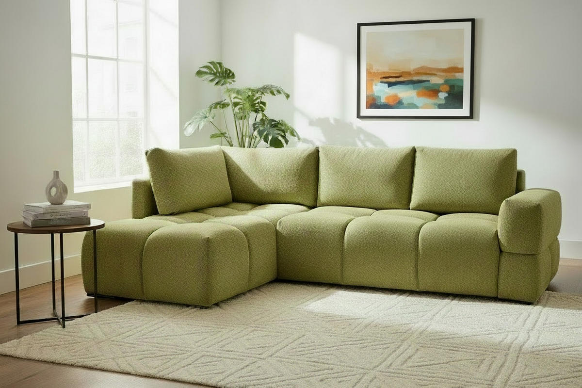 HÖRNSOFFA i chenille senapsgul  - svart/senapsgul, Design, metall/textil (185/267cm) - Stylife