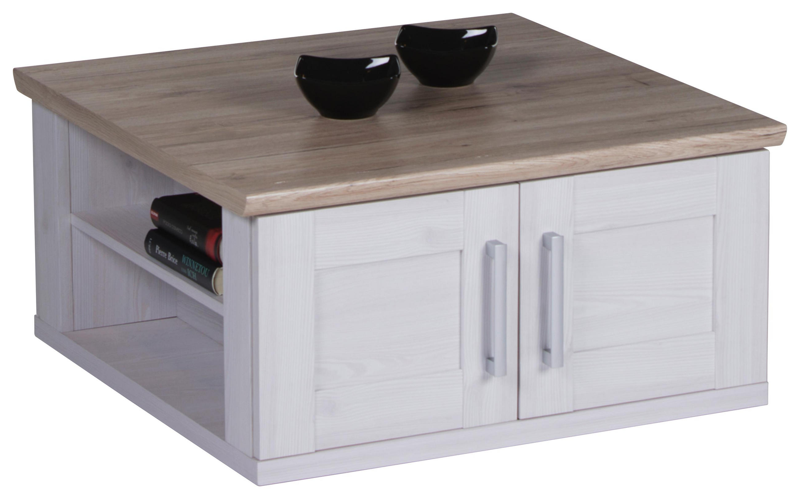 Carryhome COUCHTISCH quadratisch Weiß - Braun 