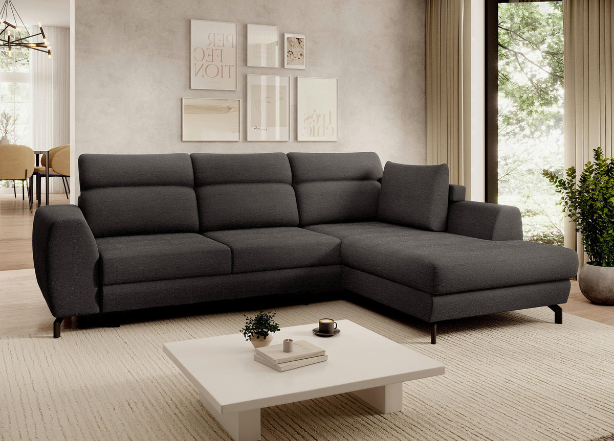 ECKSOFA Dunkelbraun Chenille  - Dunkelbraun/Schwarz, KONVENTIONELL, Textil/Metall (266/185cm) - Carryhome
