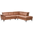 ECKSOFA Braun Echtleder  - Schwarz/Braun, Design, Leder/Metall (271/239cm) - Cantus