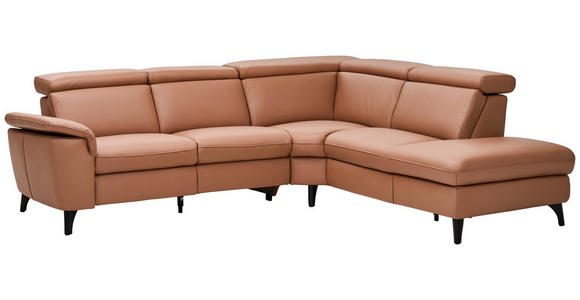 ECKSOFA Braun Echtleder  - Schwarz/Braun, Design, Leder/Metall (271/239cm) - Cantus