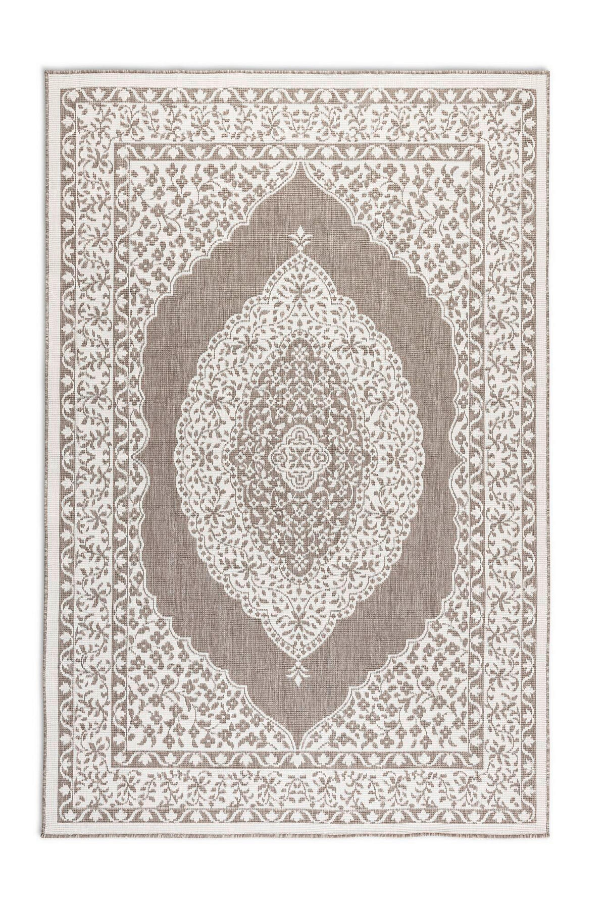 OUTDOORTEPPICH 80/150 cm Gemini Cappuccino, Weiß  - Weiß/Cappuccino, Design, Kunststoff (80/150cm) - Hanse Home
