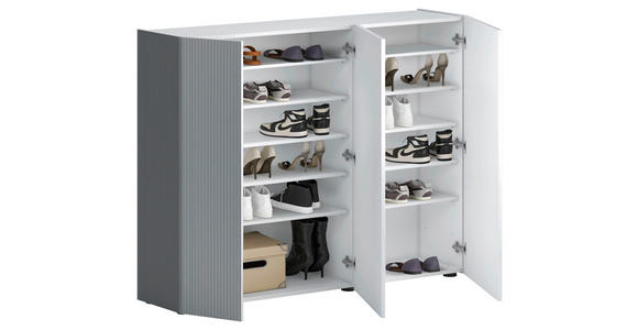 SCHUHSCHRANK  in 145/113/34 cm  - Schwarz/Weiß, Design, Glas/Holzwerkstoff (145/113/34cm) - Voleo