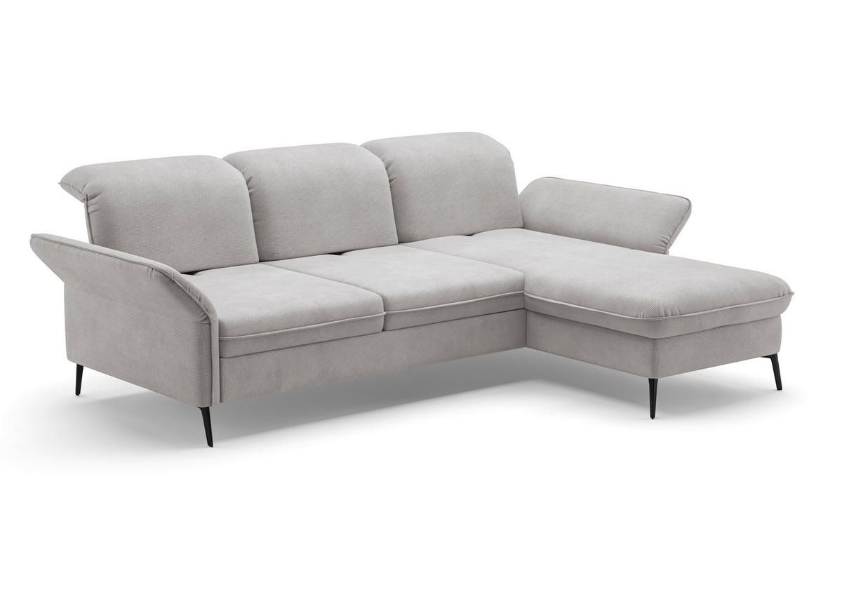 ECKSOFA in Flachgewebe Silberfarben  - Silberfarben/Schwarz, Konventionell, Textil/Metall (264/198cm) - Sit & More