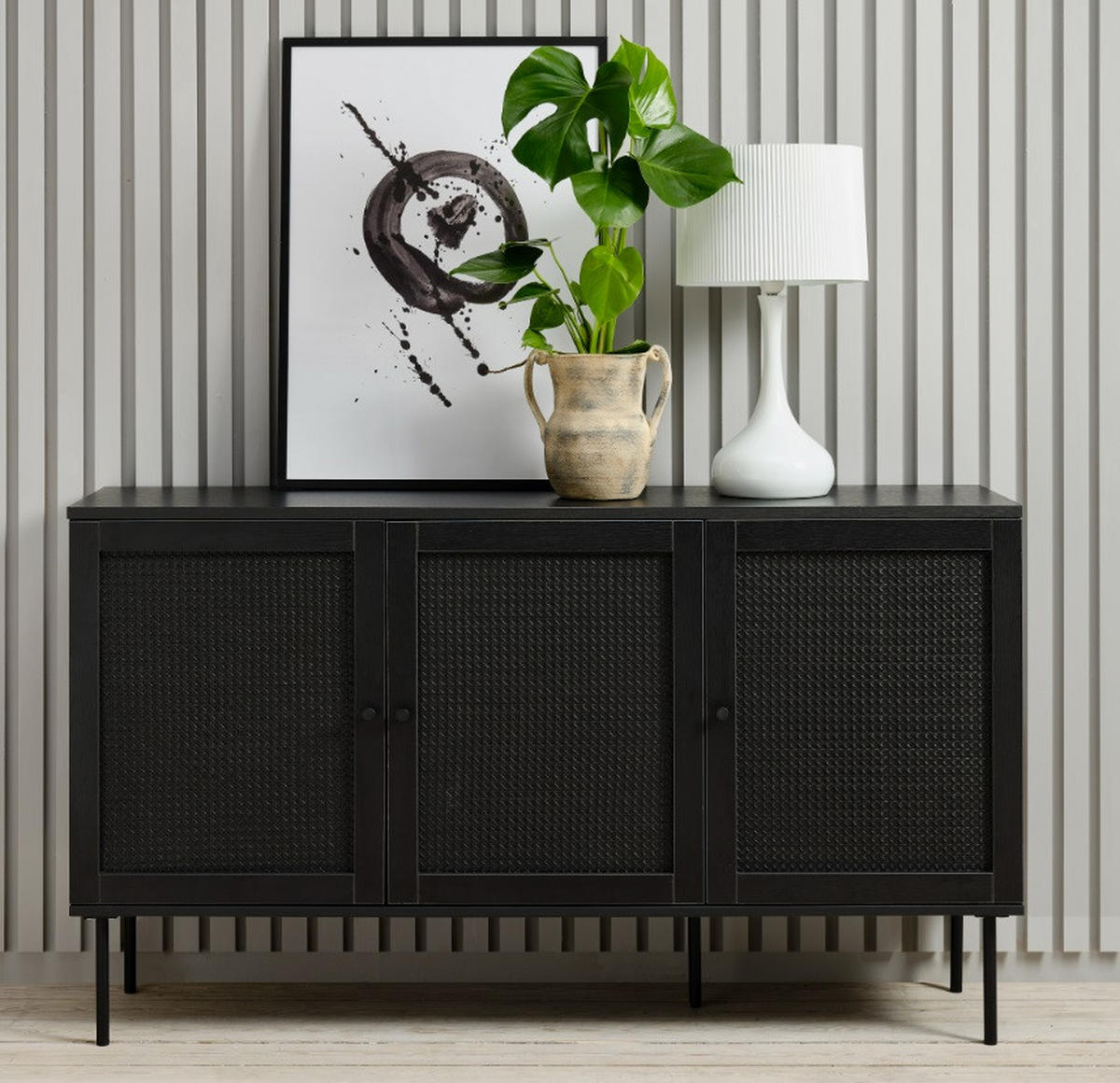 SIDEBOARD 140/80/40 cm  - svart, Trend, metall/trämaterial (140/80/40cm) - Best Price