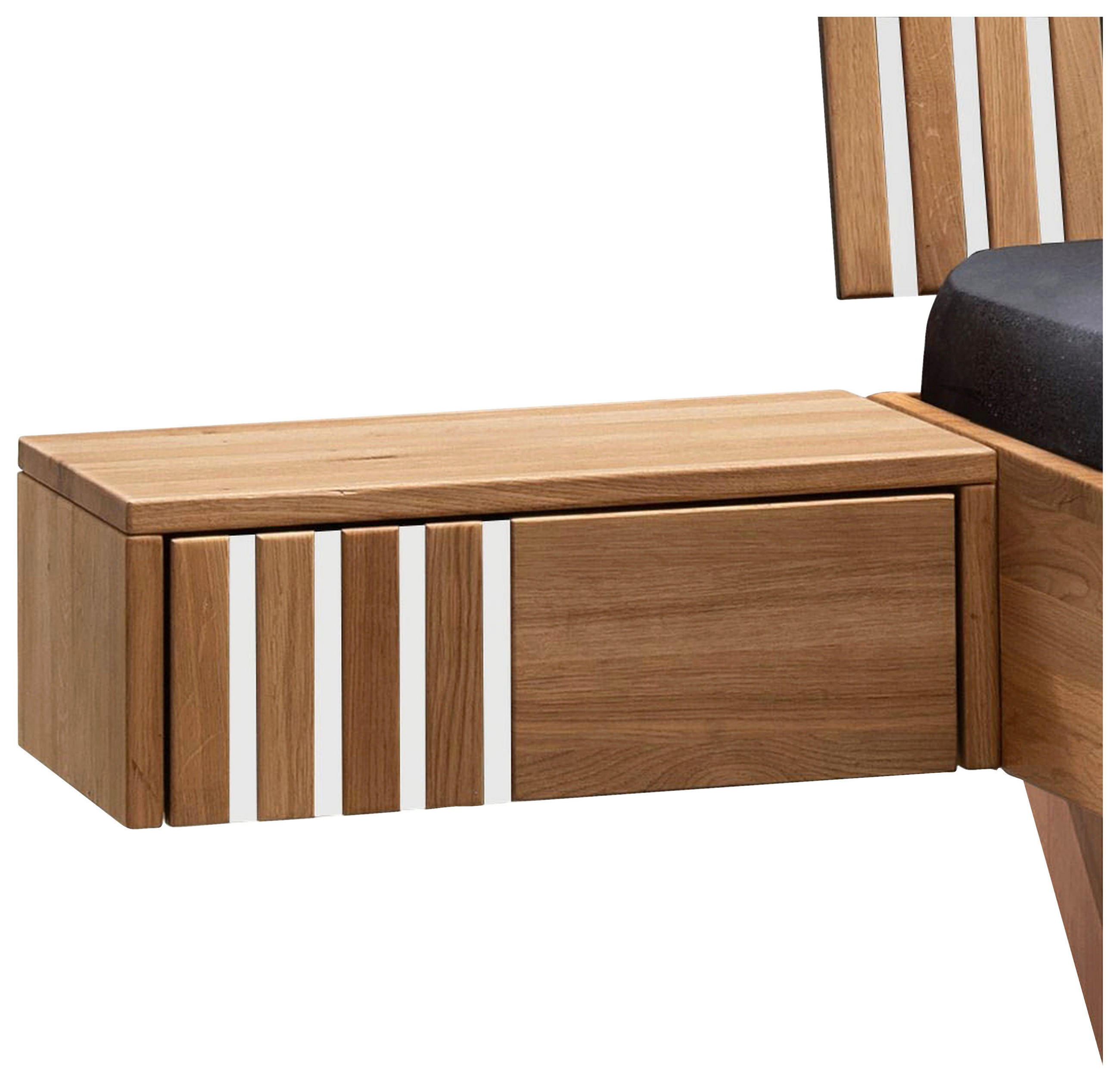 Linea Natura Nachtschrank Weiß, Wildeiche 45x45x33 cm