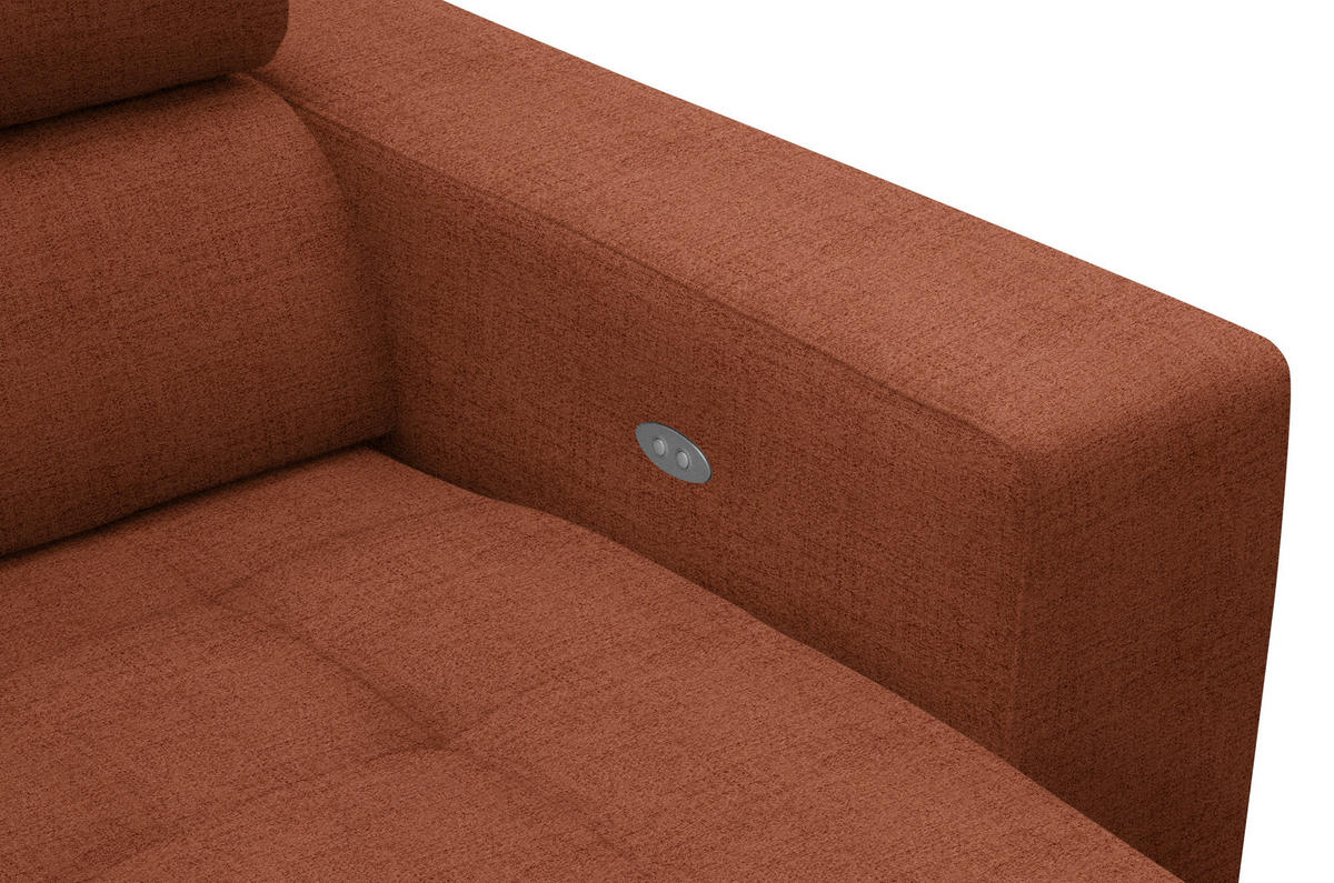 ECKSOFA in Chenille Terracotta  - Chromfarben/Terracotta, Design, Textil (207/301cm) - Xora