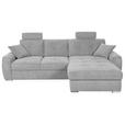 ECKSOFA in Mikrofaser Hellgrau  - Chromfarben/Hellgrau, MODERN, Kunststoff/Textil (276/193cm) - Hom`in