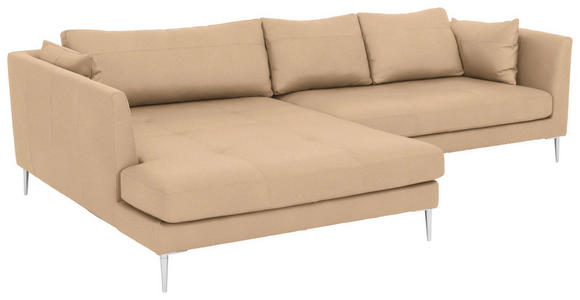 WOHNLANDSCHAFT in Leder Hellbraun - Chromfarben/Hellbraun, Design, Leder (180/280cm) - Voleo