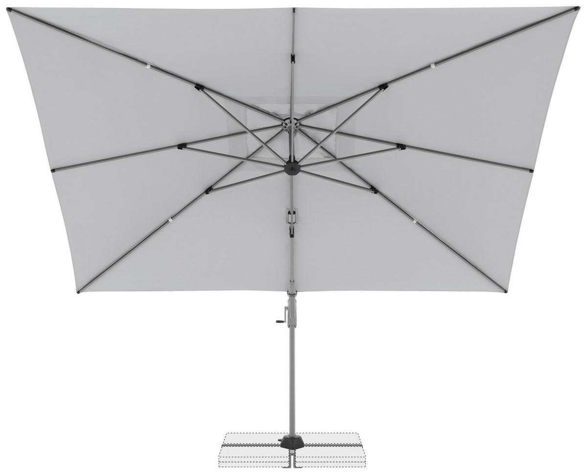 AMPELSCHIRM 350x260 cm Hellgrau  - Silberfarben/Hellgrau, Basics, Textil/Metall (350/260cm) - Doppler