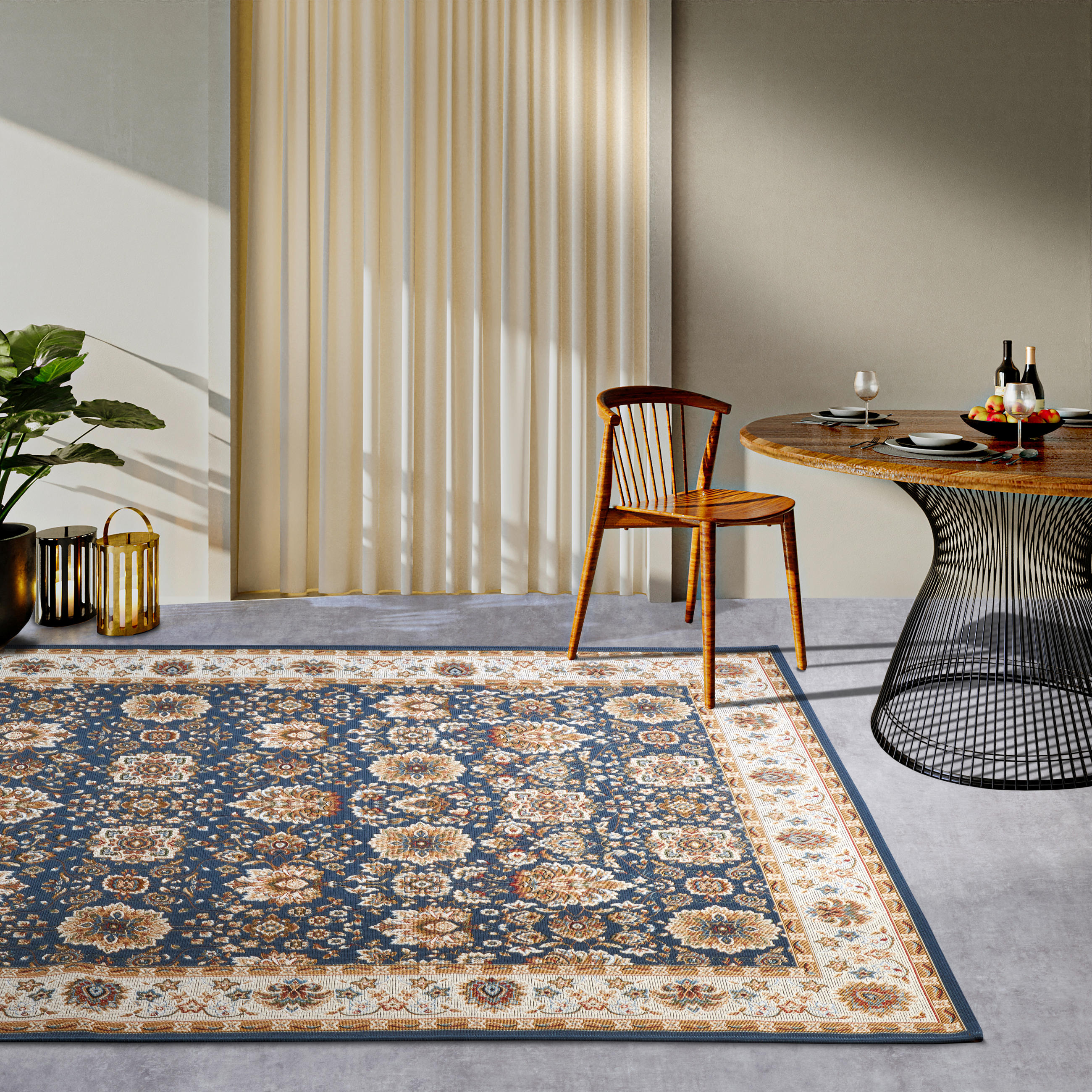 OUTDOORTEPPICH 120/180 cm Kollektion 1767 Blau, Creme  - Blau/Creme, Design, Kunststoff (120/180cm) - Villeroy & Boch