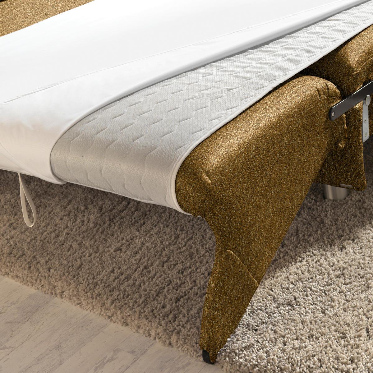 ECKSOFA  in Mikrovelours Senfgelb  208/227 cm  - Senfgelb/Alufarben, KONVENTIONELL, Textil/Metall (208/227cm) - Sedda