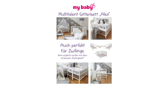 GITTERBETT Buche vollmassiv  - Basics, Holz (125/65/87cm) - My Baby Lou