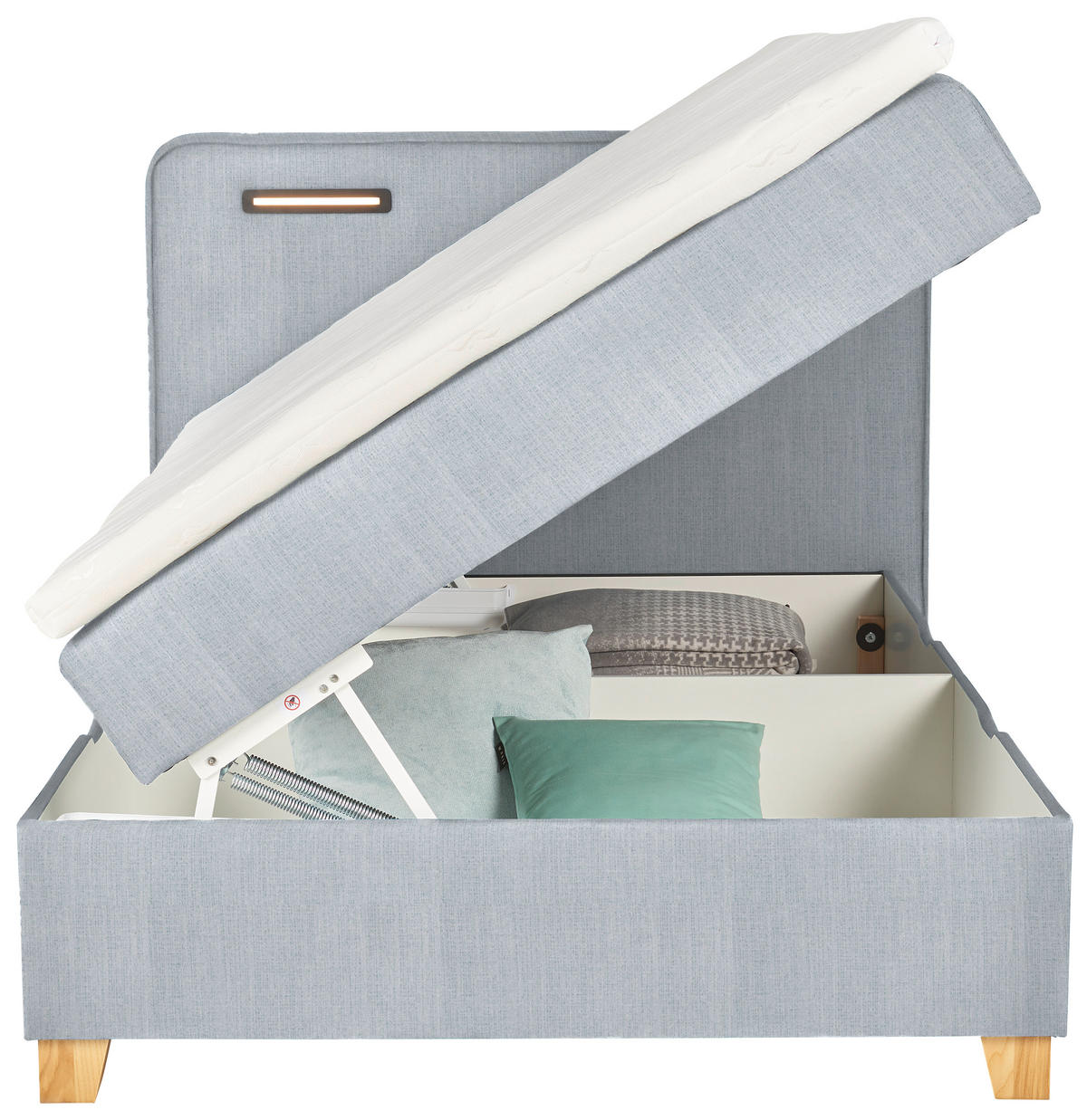 BOXBETT 120/200 cm  in Hellblau  - Hellblau, Konventionell, Holz/Textil (120/200cm) - Moderano