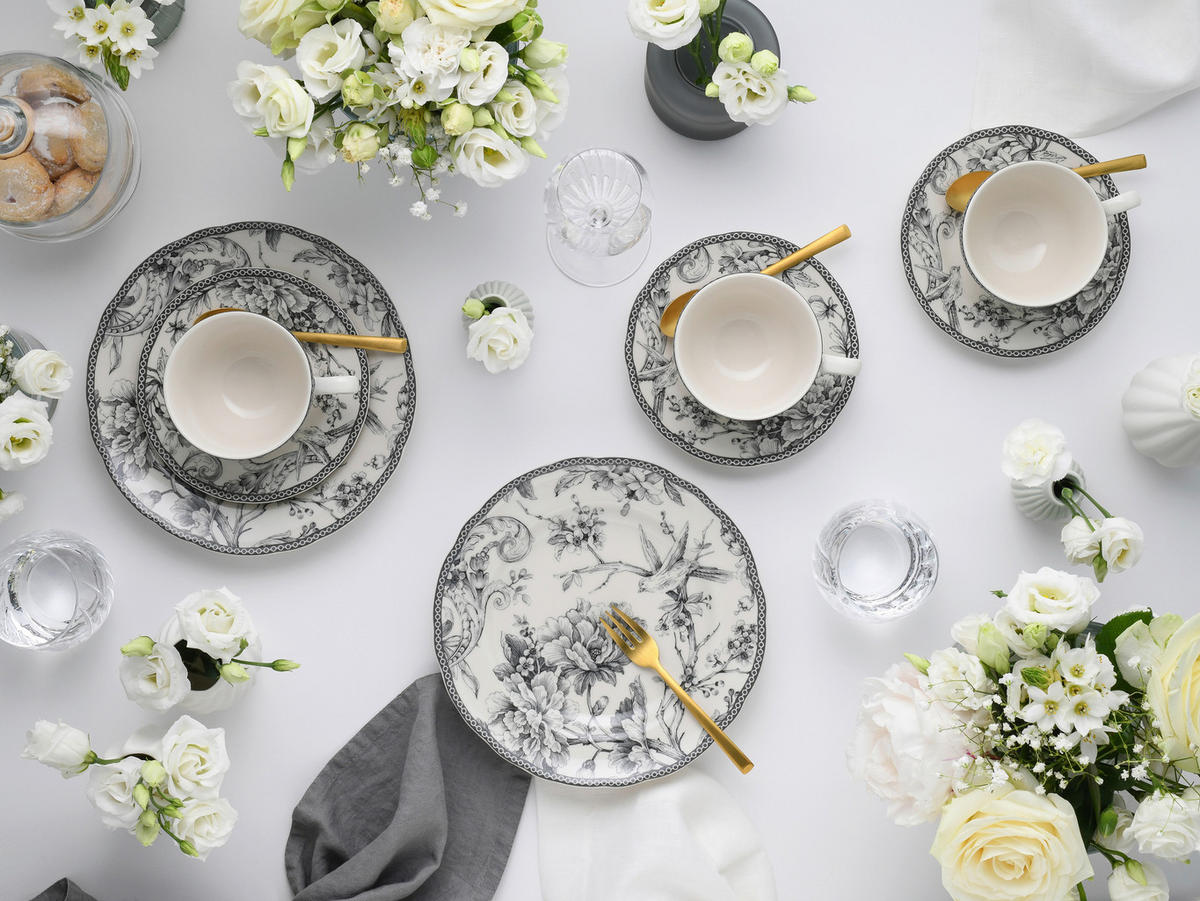 KAFFESERVIS Adelaide Grau 12 delar  - vit/grå, Basics, keramik - Creatable