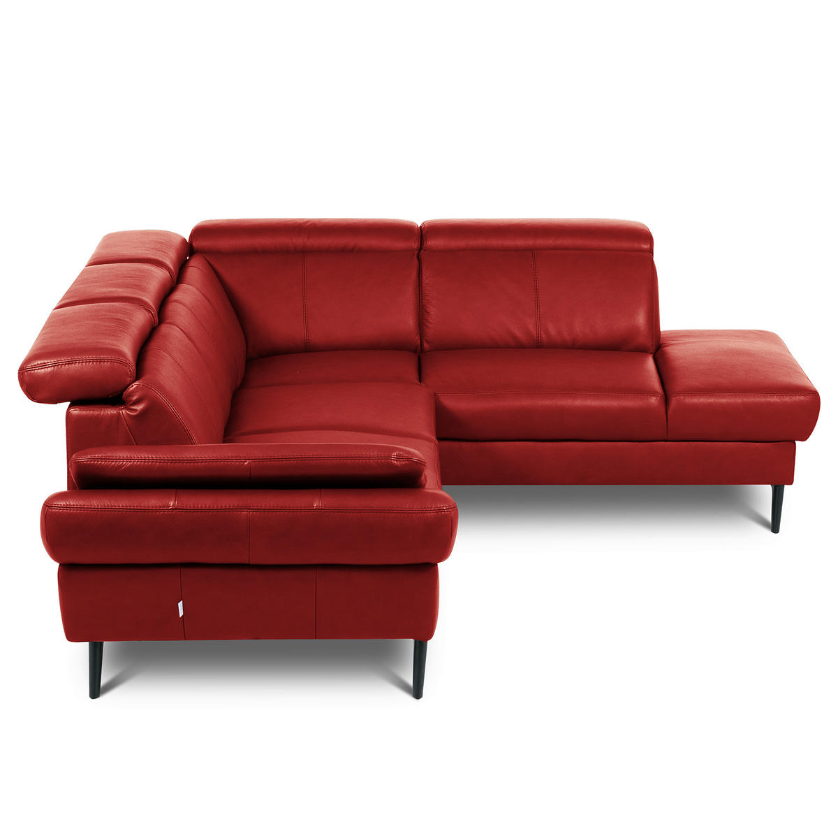 ECKSOFA  in Lederlook Echtleder Rot  - Rot/Schwarz, Design, Leder/Textil (264/211cm) - Livetastic