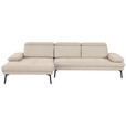 ECKSOFA Sandfarben Webstoff  - Sandfarben/Schwarz, Design, Textil/Metall (188/296cm) - Xora