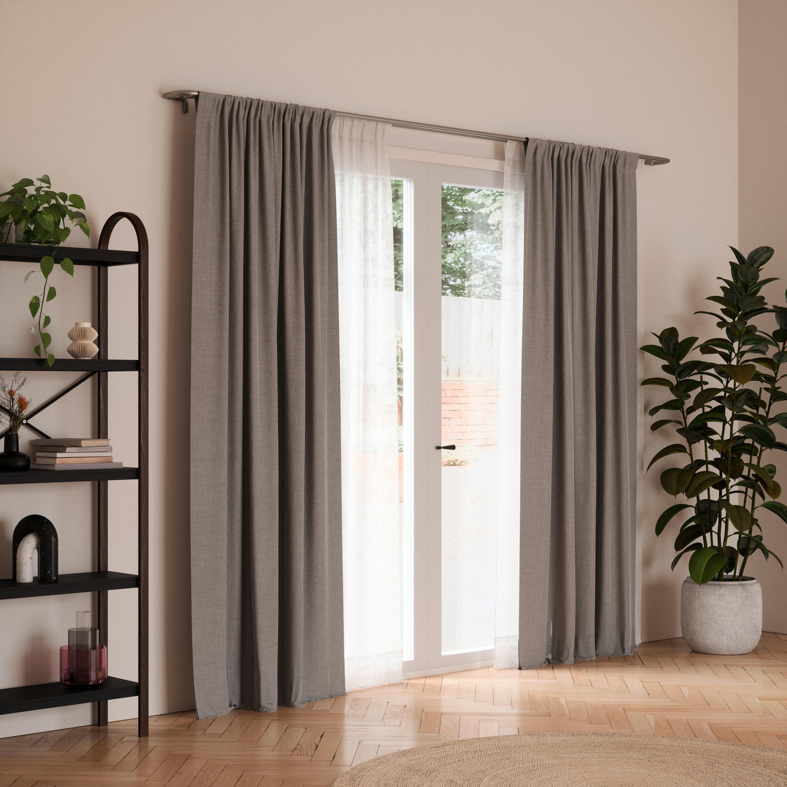 VORHANGSTANGE 386 cm - Nickelfarben, KONVENTIONELL, Metall (386cm) - Umbra