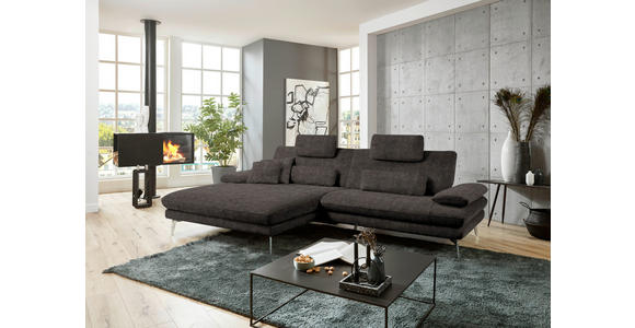 ECKSOFA in Velours Dunkelbraun 184/284 cm - Dunkelbraun/Schwarz, Design, Textil/Metall (184/284cm) - Dieter Knoll