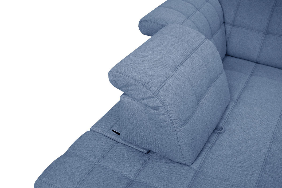 ECKSOFA in Webstoff Blau  - Blau/Schwarz, Design, Holz/Textil (297/216cm) - Xora