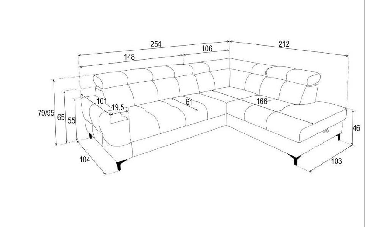 ECKSOFA in Struktur Dunkelbraun  - Dunkelbraun/Schwarz, Modern, Textil/Metall (212/254cm) - Carryhome