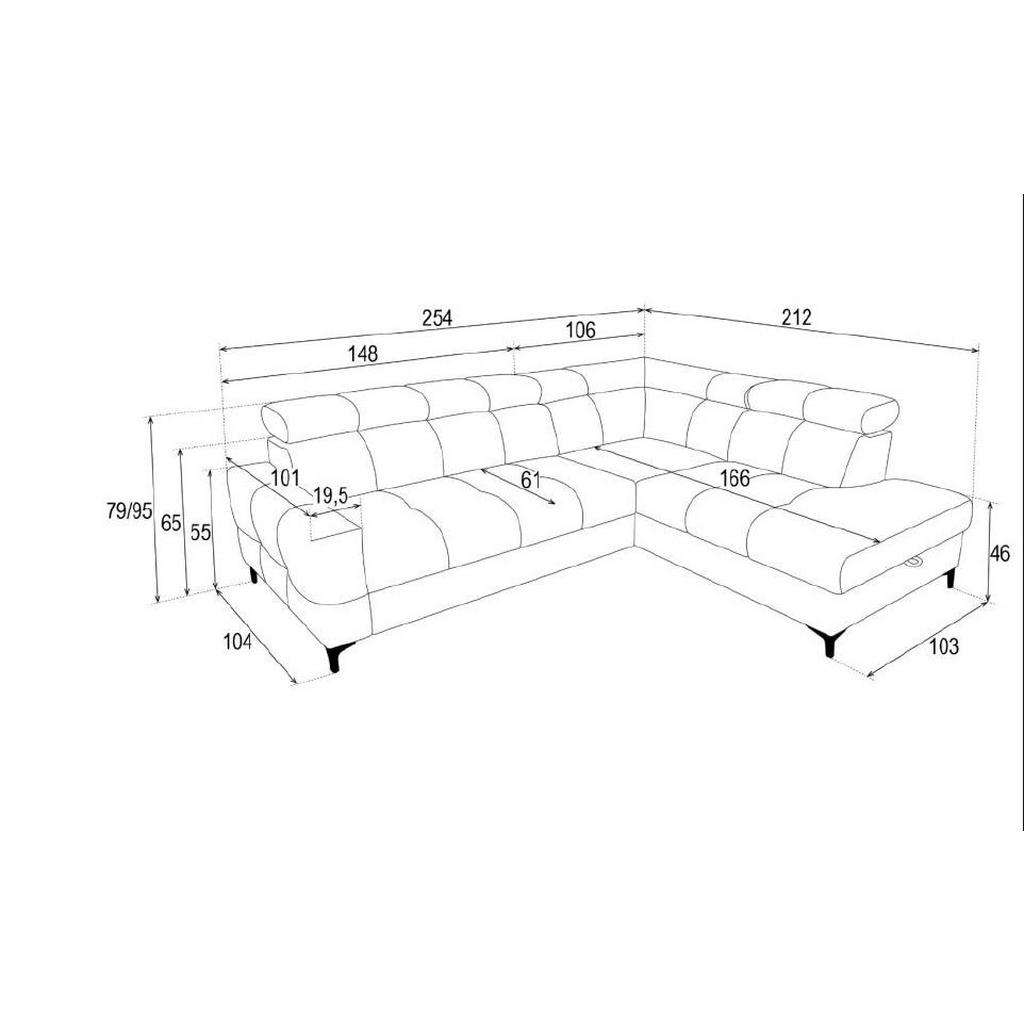 Thumbnail - Carryhome Ecksofa, Dunkelgrau, Textil, 4-Sitzer, Ottomane rechts, L-Form, 254x212 cm, Liegefunktion, seitenverkehrt erhä...