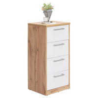 COMMODE 38/84/36 cm  in Weiss, Eiche Wotan  - chêne wotan/blanc, Konventionell, matière synthétique/matériau de bois (38/84/36cm) - Xora