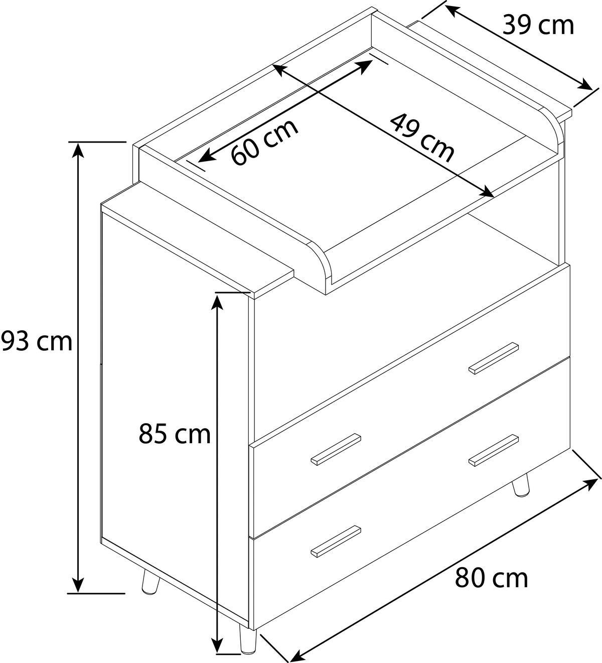 WICKELKOMMODE VCM LANDOS Weiß, Honigeiche  - Honigeiche/Weiß, MODERN, Holzwerkstoff/Kunststoff (60/93/49cm) - MID.YOU