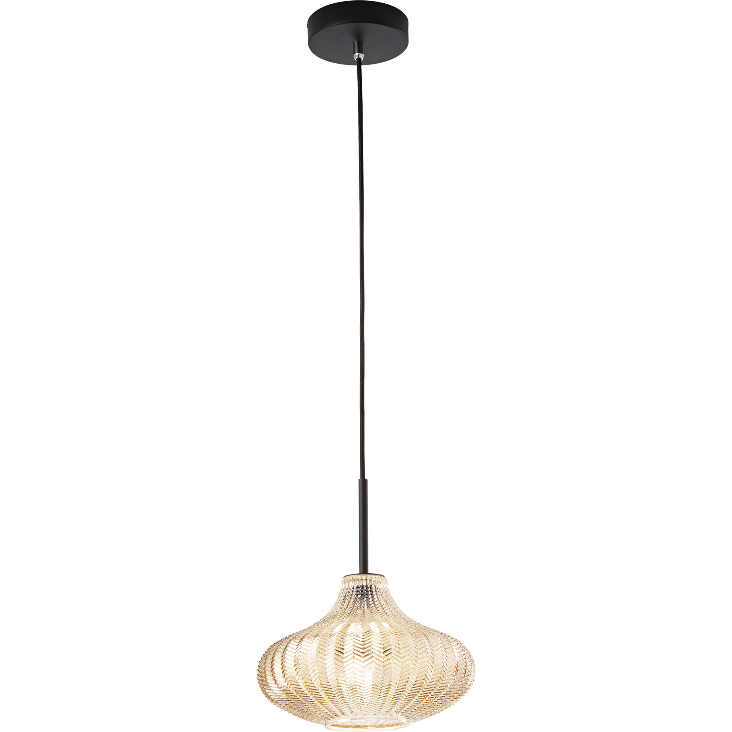 PENDELLEUCHTE Budelli 26/200 cm   - Schwarz, Design, Glas/Metall (26/200cm) - Fabas Luce