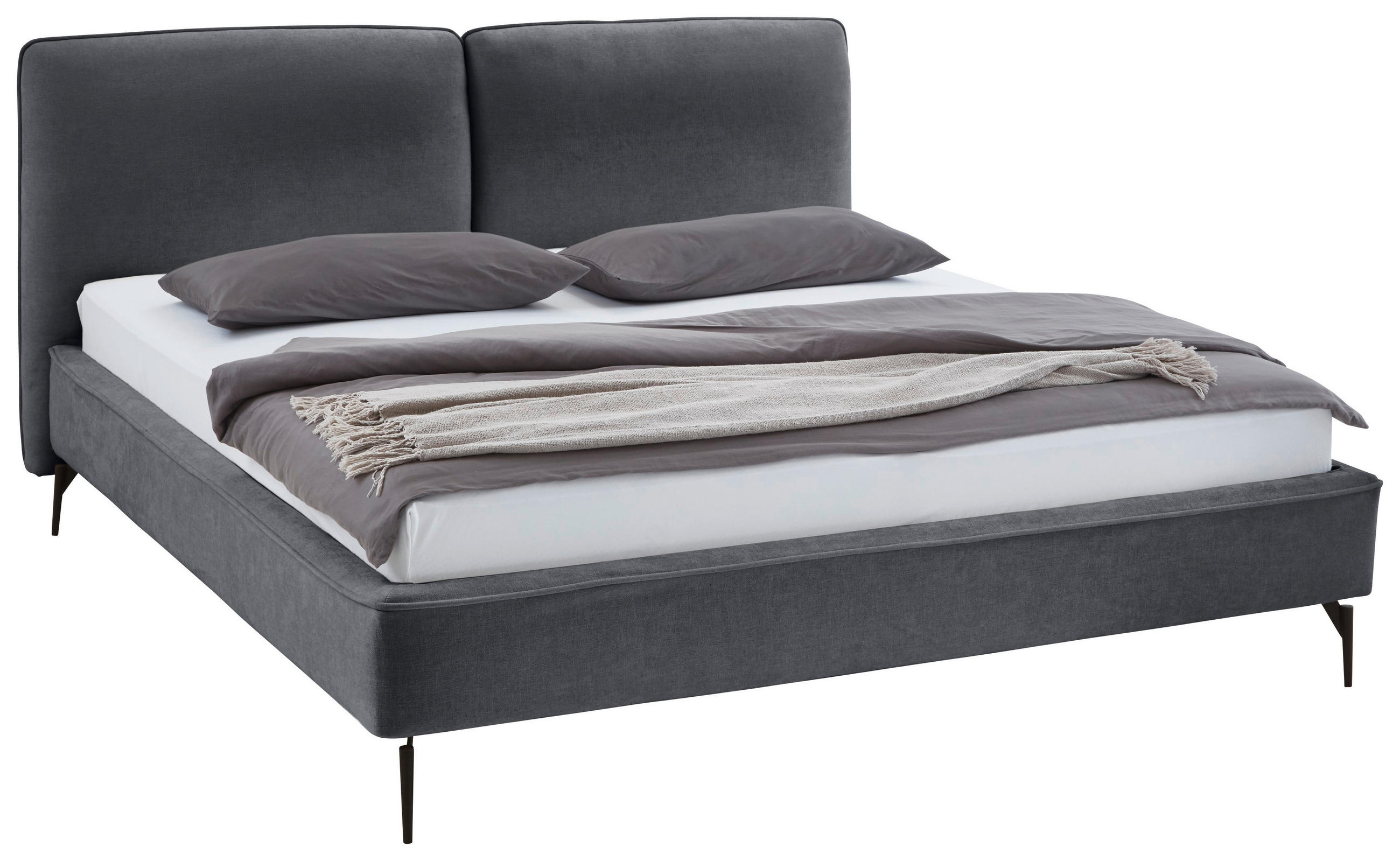 POLSTERBETT 180/200 cm  in Grau  - Schwarz/Grau, MODERN, Textil/Metall (180/200cm) - Livetastic
