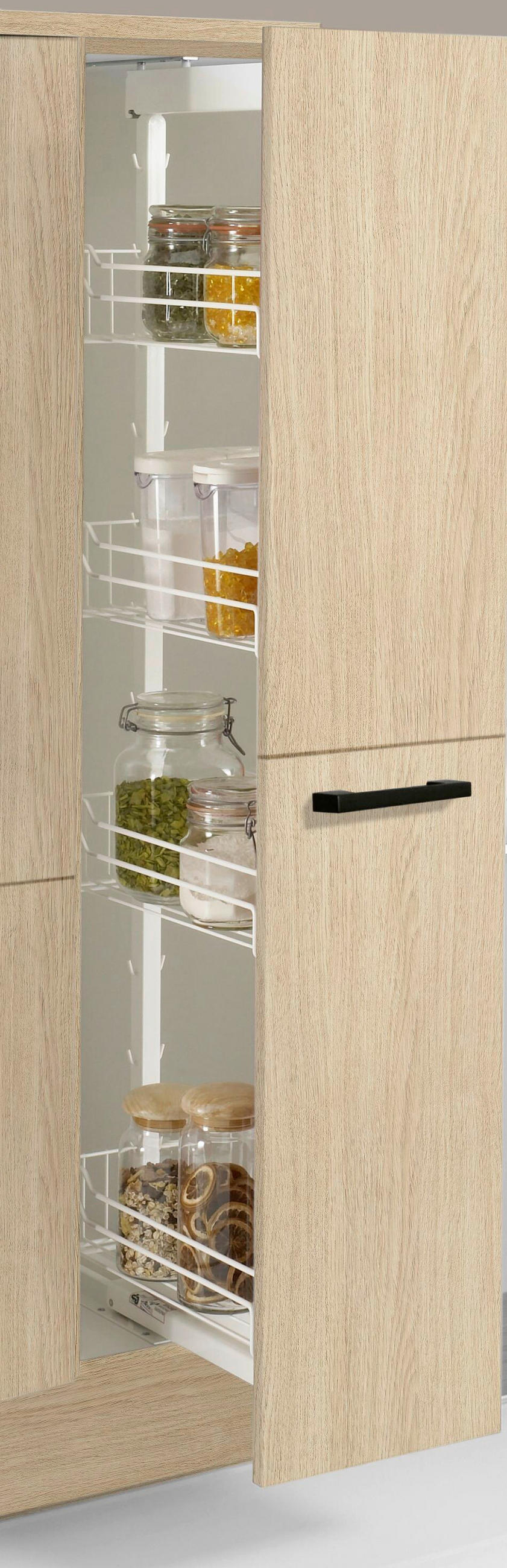KÜCHENBLOCK PN 100 370 cm  in Eichefarben, Beigebraun  - Eichefarben/Beigebraun, Design, Holzwerkstoff/Metall (370cm) - Pino