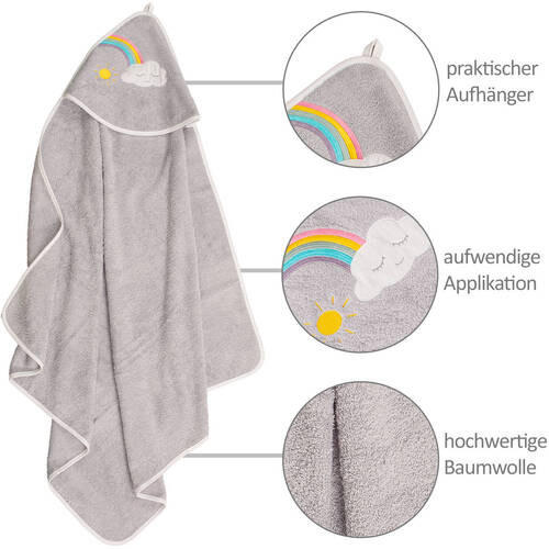 FROTTIERSET REGENBOGEN Grau  - Grau, Basics, Textil