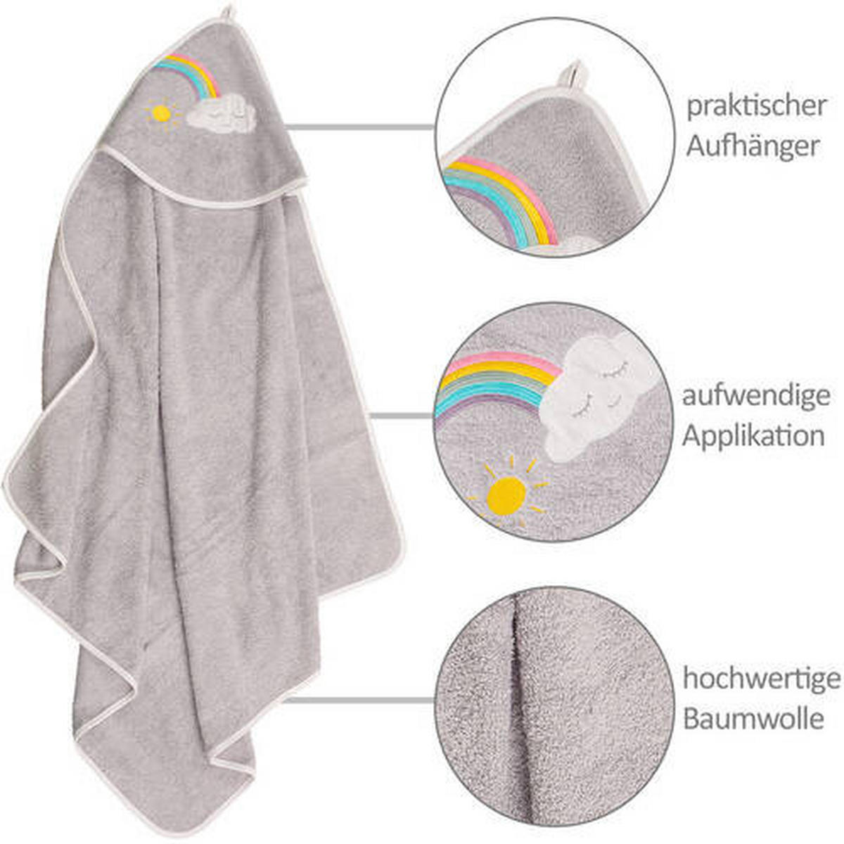FROTTIERSET REGENBOGEN Grau  - Grau, Basics, Textil