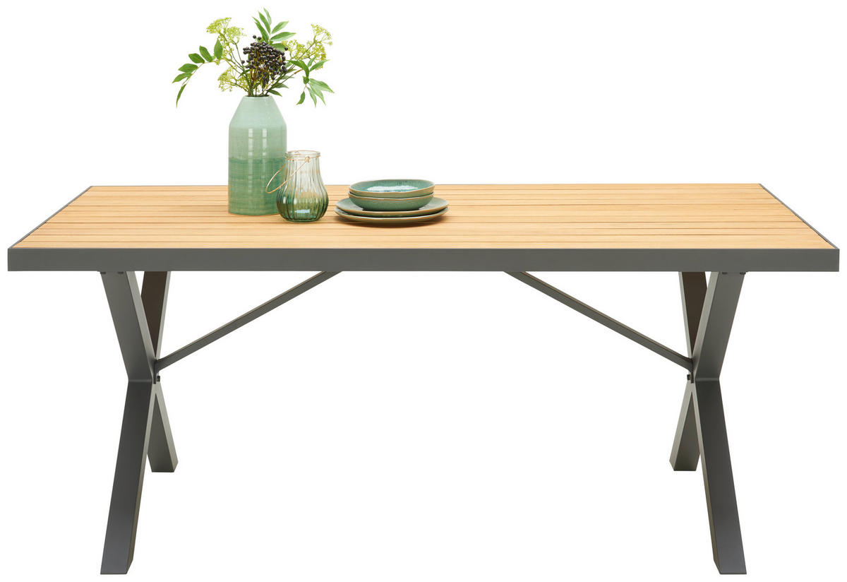 BAŠTENSKI STO  - prirodna boja/antracit, Dizajnerski, drvo/metal (180/91cm) - Ambia Garden