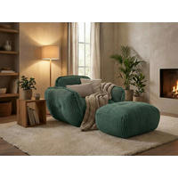 HOCKER BE FLUFFY Cord Dunkelgrün  - Dunkelgrün/Schwarz, MODERN, Kunststoff/Textil (92/46/74cm) - Trendmanufaktur