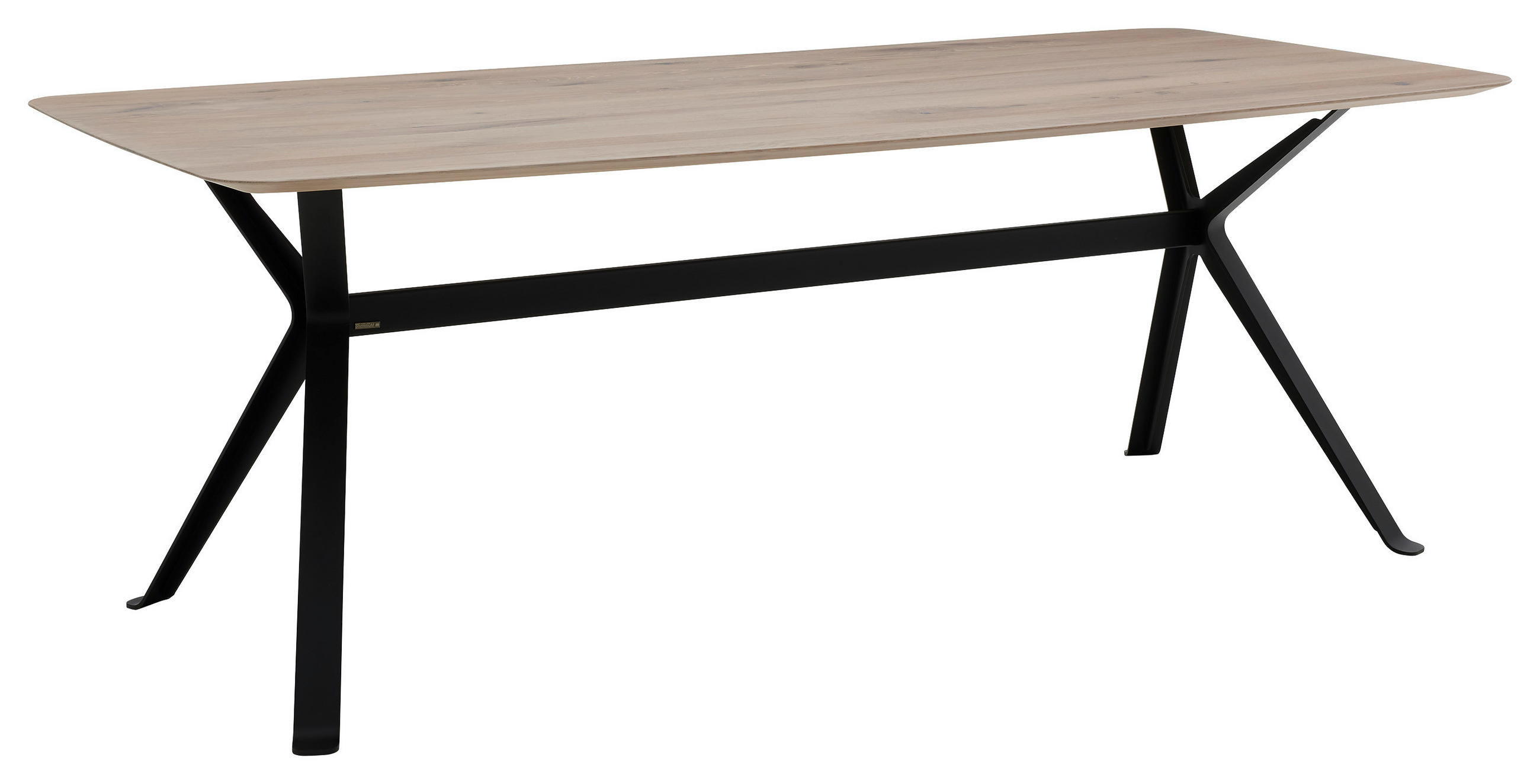 ESSTISCH Asteiche massiv rechteckig Alteiche  - Alteiche/Schwarz, Design, Holz/Metall (220/100/77cm) - Musterring