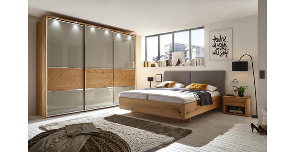 BETT 160/200 cm in Eichefarben, Grau - Eichefarben/Grau, Natur, Holz/Textil (160/200cm) - Valnatura