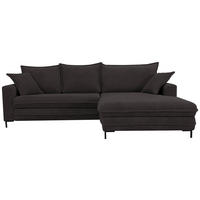 ECKSOFA Anthrazit Bettkasten, Schlaffunktion, Liegefläche im Originalstoff  - Anthrazit/Schwarz, Design, Textil/Metall (272/174cm) - MID.YOU