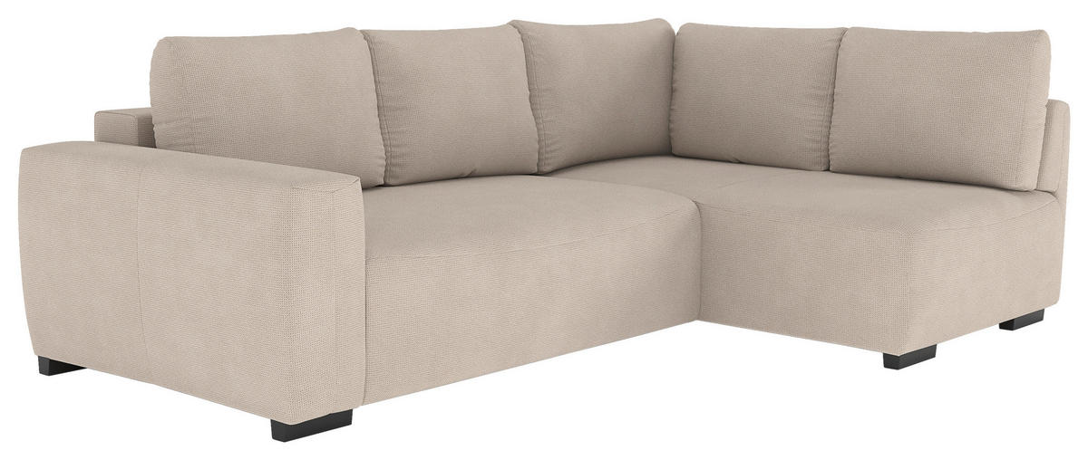 ECKSOFA GIRO Naturfarben Chenille Rückenkissen, Bettkasten  - Schwarz/Naturfarben, Trend, Kunststoff/Textil (252/170cm) - MID.YOU