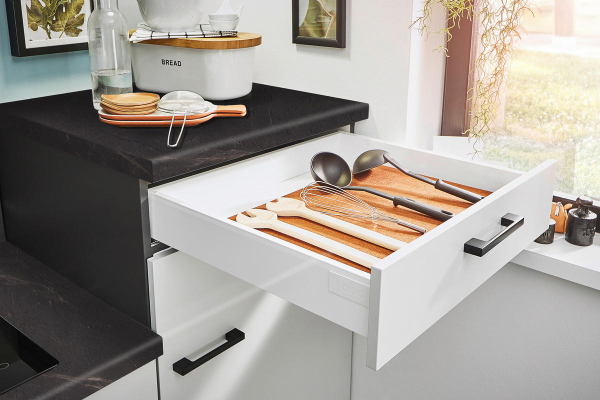 KÜCHENBLOCK 180 cm   in Graphitfarben, Hellgrau  - Dunkelgrau/Hellgrau, Design, Holzwerkstoff/Metall (180cm) - Pino