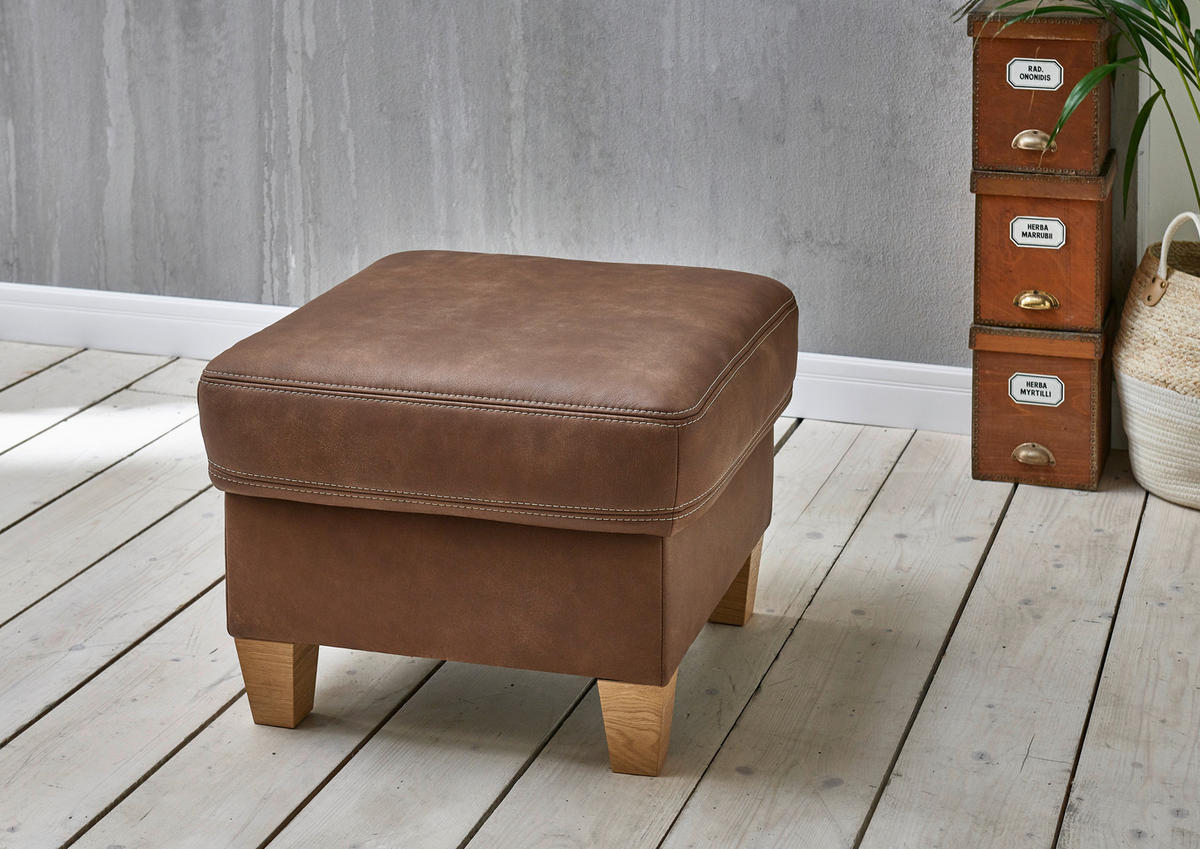 ECKSOFA in Echtleder Braun  235/274 cm  - Eichefarben/Beige, KONVENTIONELL, Leder/Holzwerkstoff (235/274cm) - Beldomo Premium