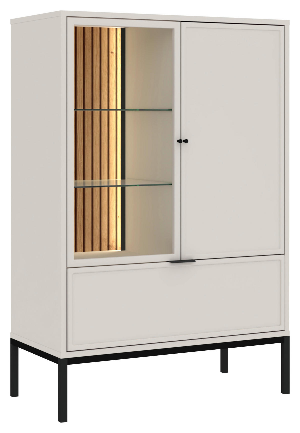 VITRINE  in Schwarz, Kaschmir  - Kaschmir/Schwarz, Design, Glas/Holzwerkstoff (76/115,5/40cm) - MID.YOU